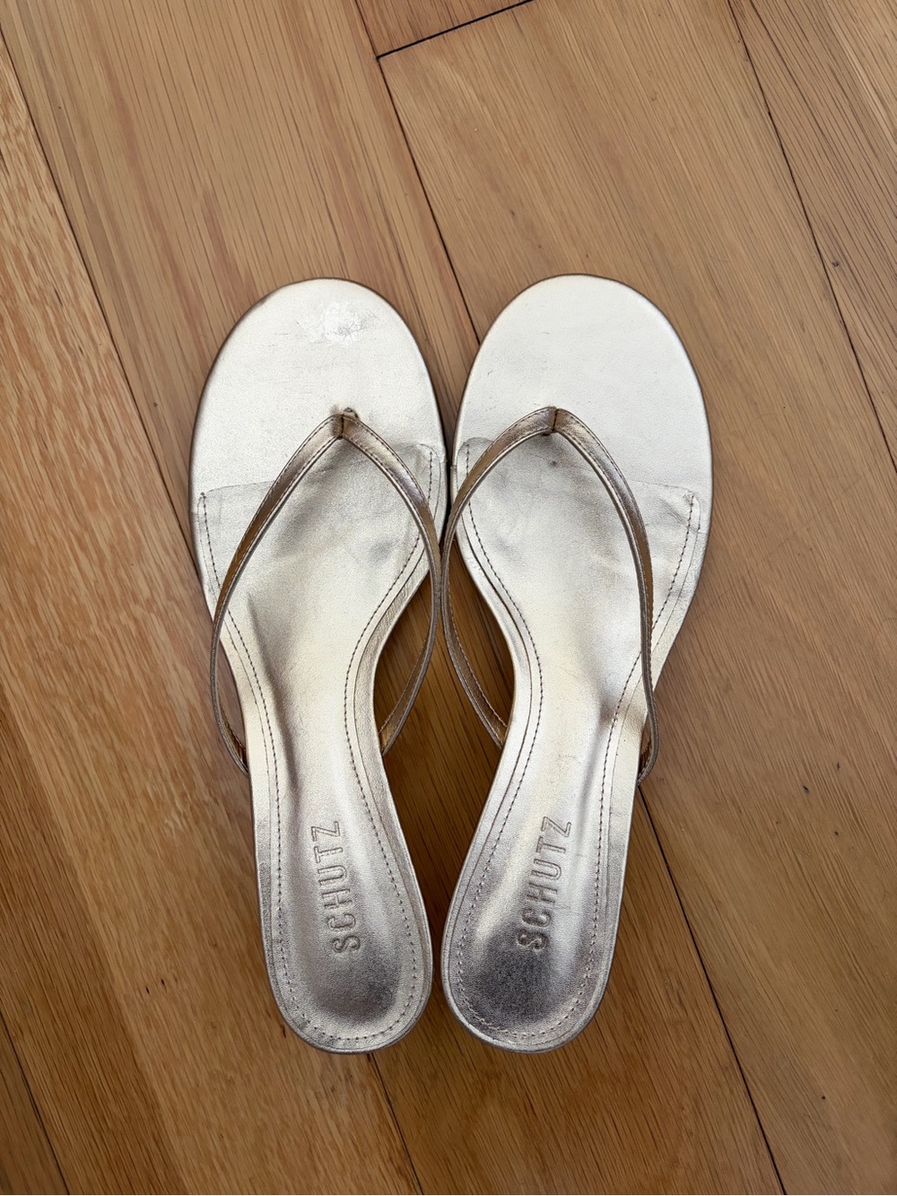SCHUTZ Metallic Gold Women's Thong Sandals